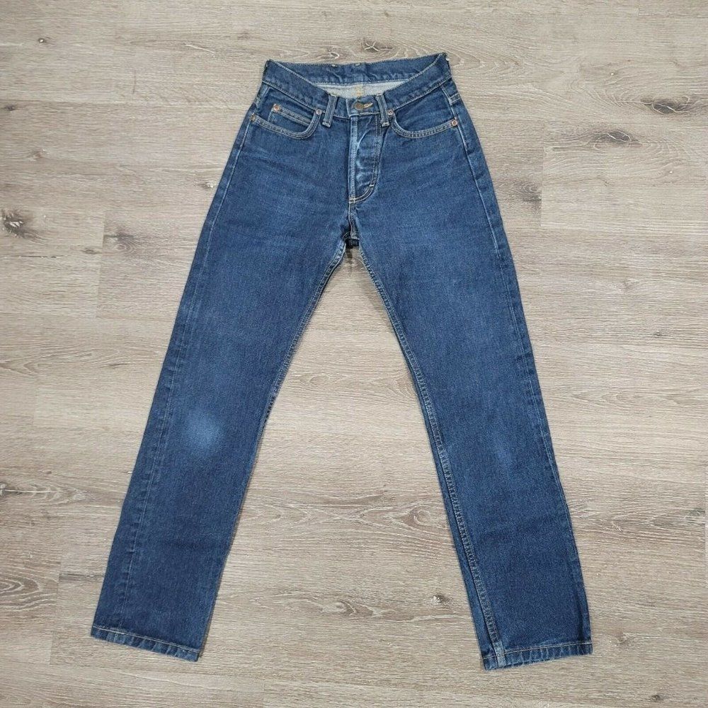 Vintage Lee Riders Womens 24 High Waisted Dark Wash Button Fly Mom Jeans